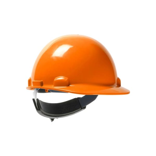 Dynamic Dom Cap Style Dome Hard Hat HDPE Shell, 6-Pt Suspension, Rachet Adjustment, Orange